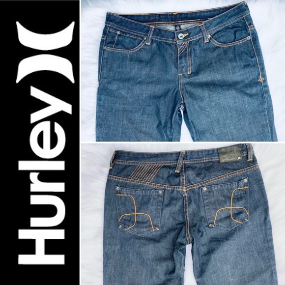 💋 SOLD💋 Hurley Dark Wash Midrise Straight Leg Jeans - Picture 3 of 9